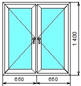 Окно ПВХ 1400х1300 в Москве