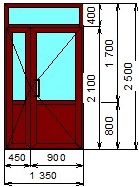 ПВХ дверь цвет махагон 1350х2500 от «Алпластрой»